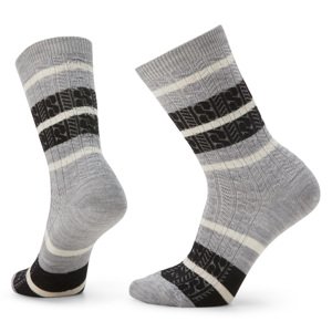 Smartwool W EVERYDAY STRIPED CABLE CREW - RECYCLED light gray Veľkosť: M ponožky
