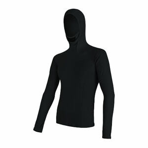 SENSOR MERINO DF pánske tričko dl. rukáv s kapucňou čierna Veľkosť: XL-