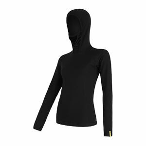 SENSOR MERINO DF dámske tričko dl.rukáv s kapucňou čierna Veľkosť: XL