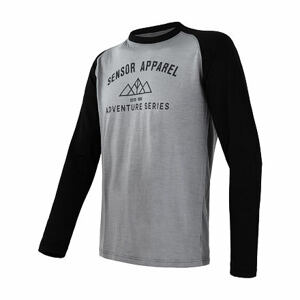 SENSOR MERINO ACTIVE PT ADVENTURE pánske tričko dl.r. šedá / čierna Veľkosť: XL