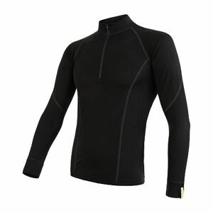 SENSOR MERINO ACTIVE pánske tričko dl.rukáv stojačik zips čierna Veľkosť: XL