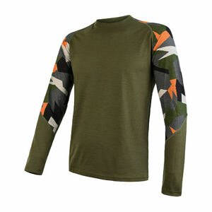 SENSOR MERINO IMPRESS pánske tričko dl.rukáv safari / camo Veľkosť: XL