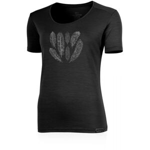 Lasting dámske merino tričko s tlačou AVA čierne Veľkosť: -XL dámske tričko