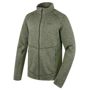 Husky Pánsky fleecový sveter na zips Alan M khaki Veľkosť: L pánsky sveter