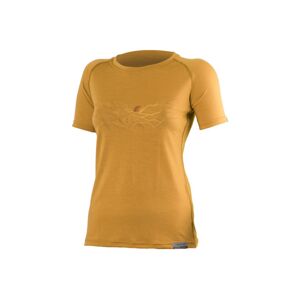 Lasting dámske merino tričko s tlačou LAVY horčicové Veľkosť: L dámske tričko