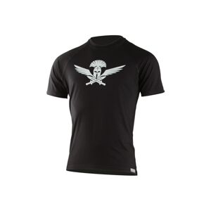 Lasting WARRIOR pánske merino tričko s tlačou čierne Veľkosť: L