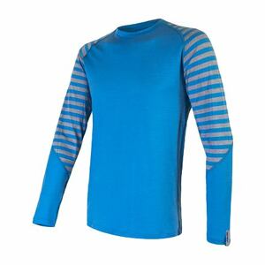 SENSOR MERINO ACTIVE pánske tričko dl.rukáv modrá / šedá pruhy Veľkosť: L