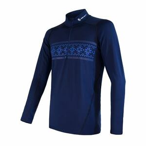 SENSOR COOLMAX THERMO pánske tričko dl.rukáv tm.modrá / vzor Veľkosť: M