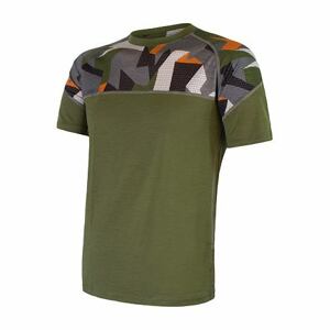 SENSOR MERINO IMPRESS pánske tričko kr.rukáv safari / camo Veľkosť: S