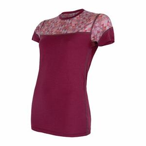 SENSOR MERINO IMPRESS dámske tričko kr.rukáv lilla / pattern Veľkosť: S