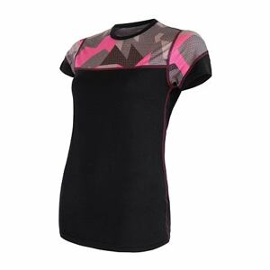 SENSOR MERINO IMPRESS dámske tričko kr.rukáv čierna / camo Veľkosť: XL