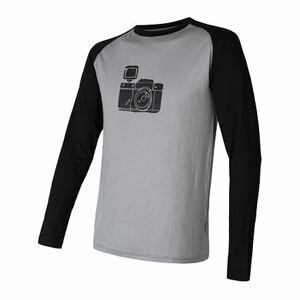 SENSOR MERINO ACTIVE PT CAMERA pánske tričko dl.rukáv sivá / čierna Veľkosť: XL