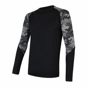 SENSOR MERINO IMPRESS pánske tričko dl.rukáv čierna / honeycomb Veľkosť: XL