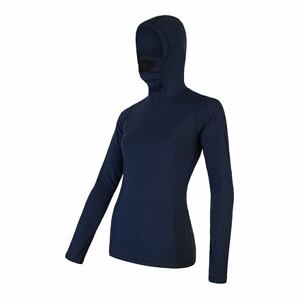 SENSOR MERINO DF dámske tričko dl.rukáv s kapucňou deep blue Veľkosť: XL