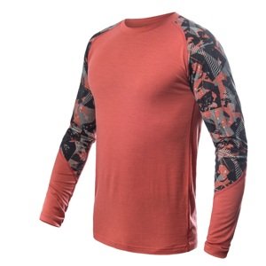 SENSOR MERINO IMPRESS pánske tričko dl.rukáv terracotta/rush Veľkosť: XL