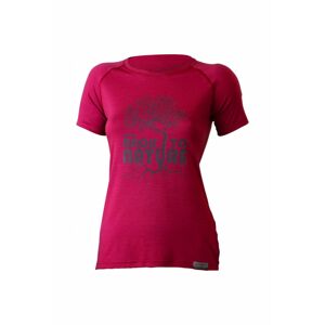 Lasting BACK 4747 ružové vlnené merino tričko s tlačou Veľkosť: L