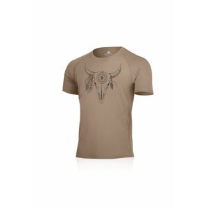 Lasting pánske merino tričko s tlačou BULO hnedé Veľkosť: L pánske tričko
