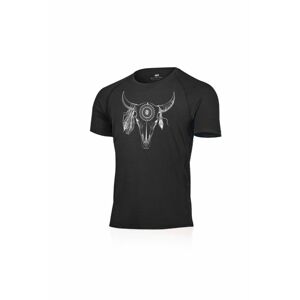 Lasting pánske merino tričko s tlačou BULO čierne Veľkosť: XXL pánske tričko