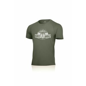 Lasting pánske merino tričko s tlačou FANG zelené Veľkosť: L pánske tričko