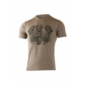 Lasting pánske merino tričko s tlačou HERO hnedá Veľkosť: L