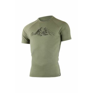 Lasting pánske merino tričko s tlačou HILL zelené Veľkosť: L