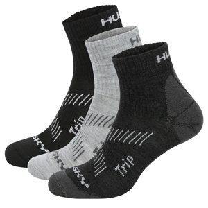 Husky Ponožky Trip 3pack čierna/zv. šedá/tm. šedá Veľkosť: L (41-44)