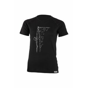 Lasting dámske merino tričko s tlačou KAHOR čierne Veľkosť: XL