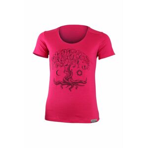 Lasting dámske merino tričko s tlačou Kastro 4747 ružové Veľkosť: L