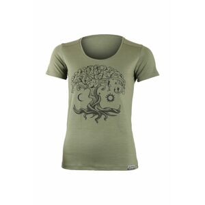 Lasting dámske merino tričko s tlačou Kastro zelené Veľkosť: XL