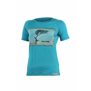 Lasting LAKE 5858 modré vlnené merino tričko s tlačou Veľkosť: XL