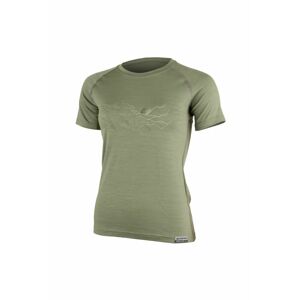Lasting dámske merino tričko s tlačou LAVY zelené Veľkosť: XL- dámske tričko