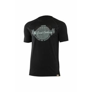 Lasting LUCAS 9090 čierna pánske vlnené Merino tričko s tlačou Veľkosť: L