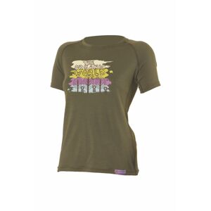 Lasting ORGANIC 6363 zelené vlnené merino tričko s tlačou Veľkosť: S-