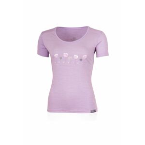 Lasting dámske merino tričko s tlačou POPPY fialové Veľkosť: XL