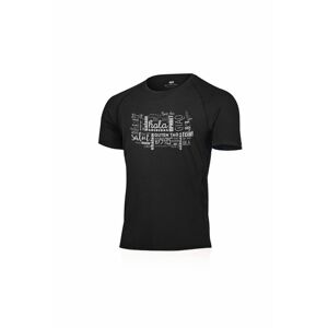 Lasting pánske merino tričko s tlačou TOTO čierne Veľkosť: L pánske tričko