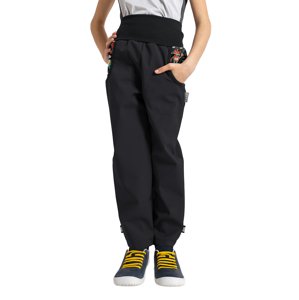 Unuo, Detské softshellové nohavice s fleecom Basic, Čierna, Roboti Veľkosť: 98/104