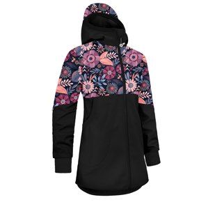 Unuo, Dievčenské softshellový kabát s fleecom Street, Čierna, Kúzelné kvety Veľkosť: 110/116